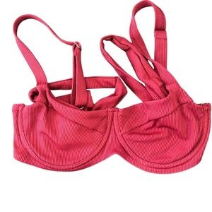 Zaful Wine Red Ribbed Underwire Bikini Top Size 4 Adjustable Straps Swimwear